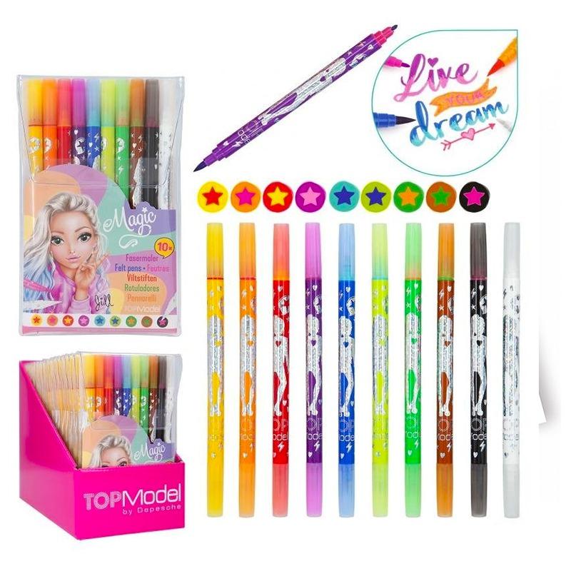 توب مودل - أقلام تلوين سحرية مزدوجة - عدد 10