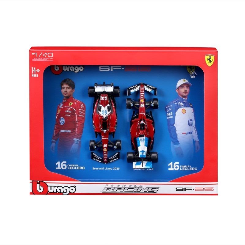Bburago F1 2 Pack Ferrari Formula Charles Leclerc 16 Scale 1:43 2 Pack