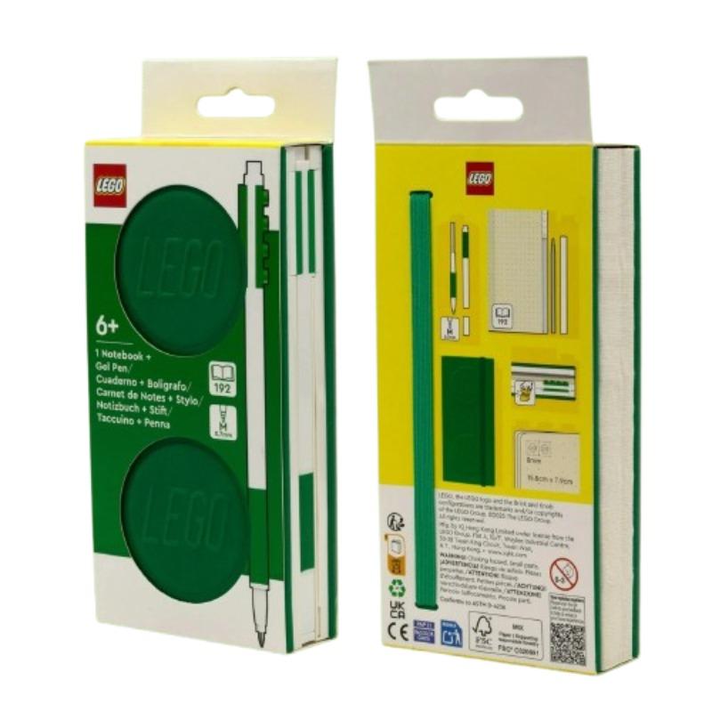 LEGO Locking Notebook with Gel Pen – 1x2 Green