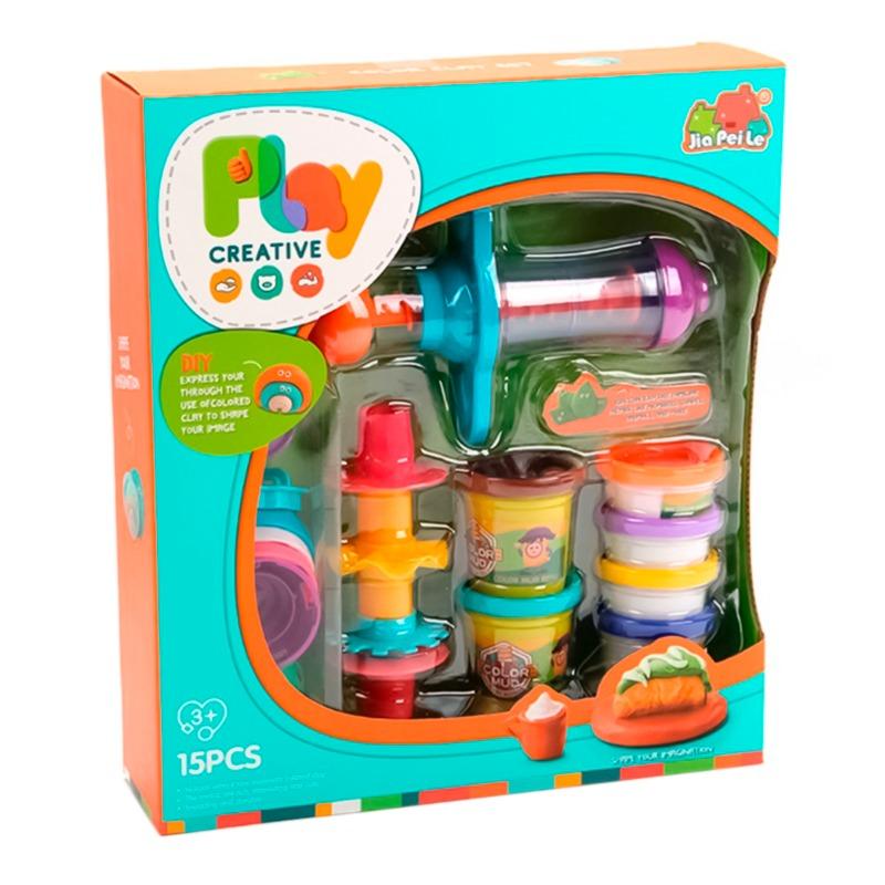 بلاي كريتيف - مجموعة تشكيل الصلصال الملون 15 قطعة