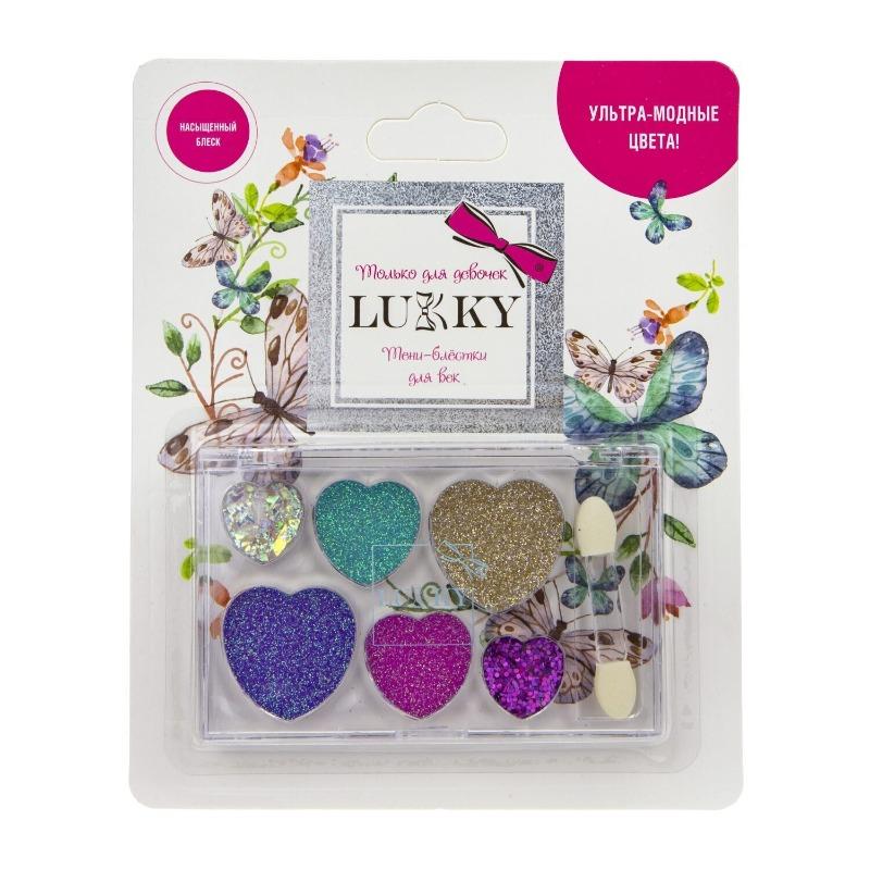 Lukky Heart Shaped Glitter Eyeshadow Palette 6 Colors