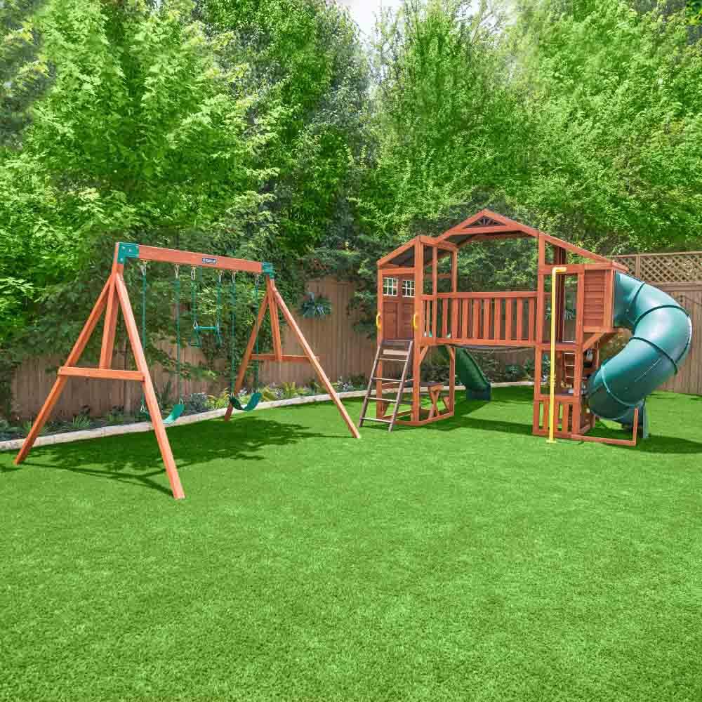 Kidkraft Boulder Bluff 2-In-1 Wooden Swing Set