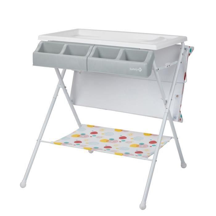 سيفتي فيرست - طاولة تغيير حفاضات مع حوض استحمام 2 في 1 قابلة للطي
