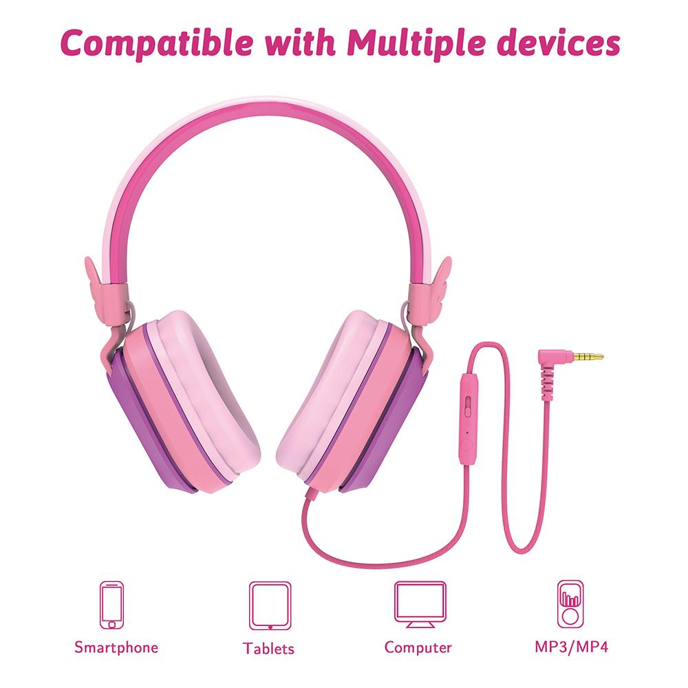 Riwbox Bluetooth Foldable Headphones Purple Pink