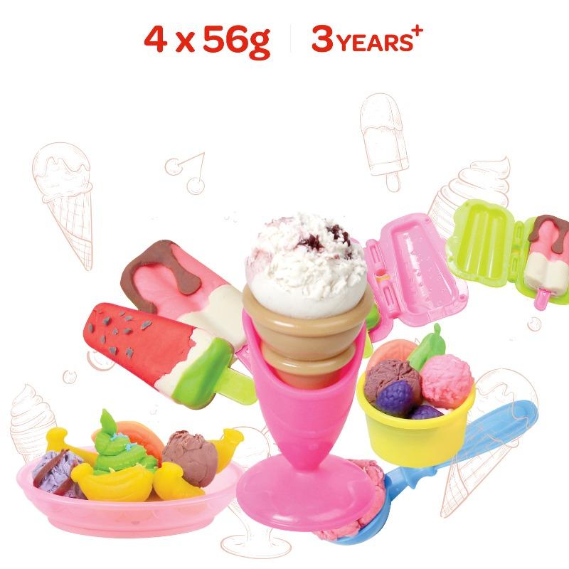 مون - مجموعة صلصال متجر الآيس كريم 4 لون