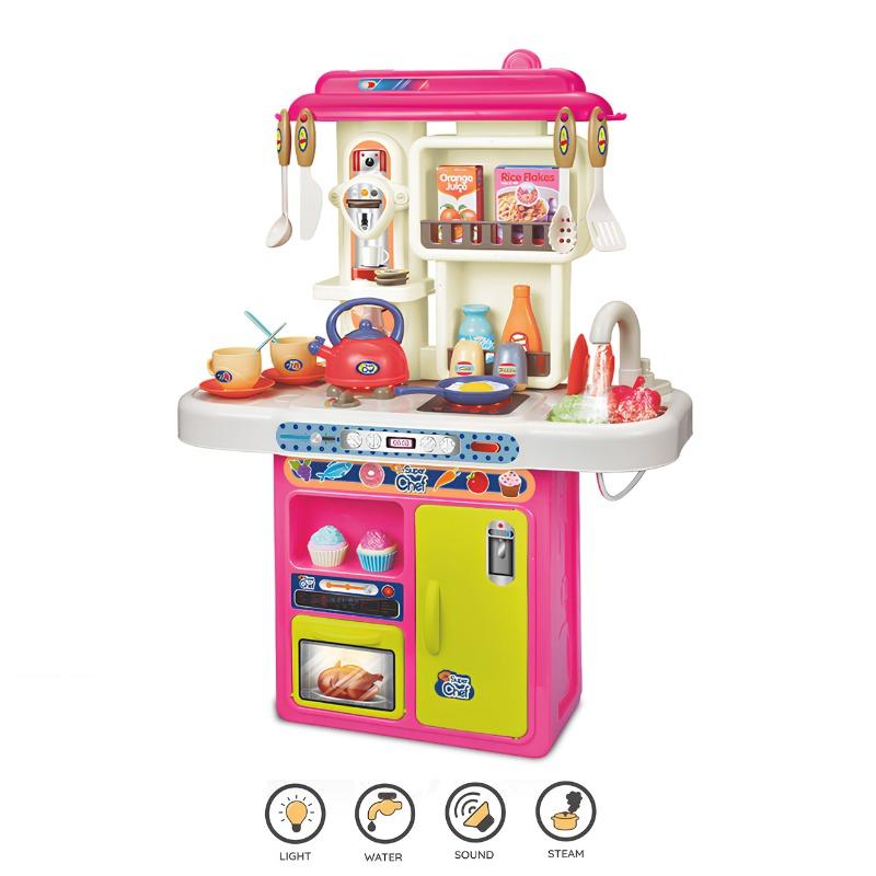 Spray Kitchen Set Pretend Toys With Accessories - Pink