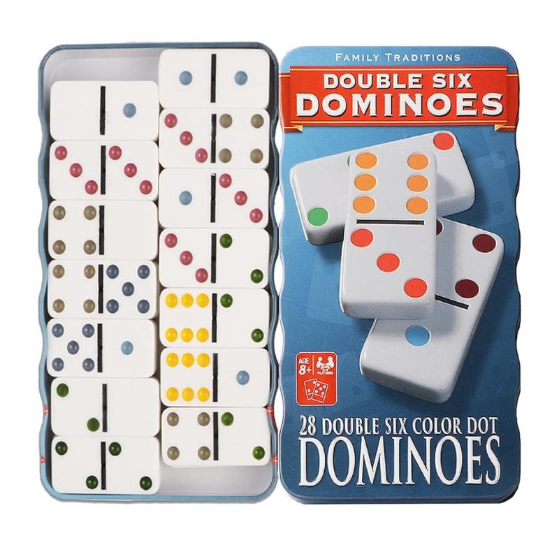 Double Six Set of 28 Color Dot Dominoes Game