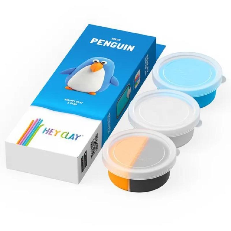 Hey Clay DIY Penguin Plastic Modelling Air Dry Clay Kit - 3pcs