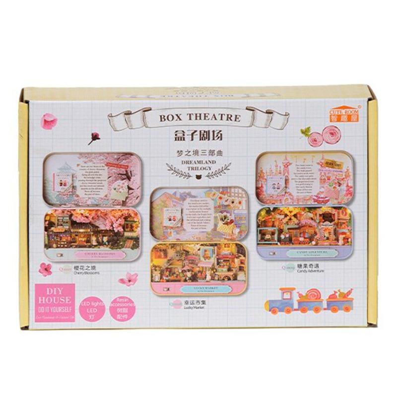 مجموعة بيت الدمى المسرحي بمرآة زهر الكرز