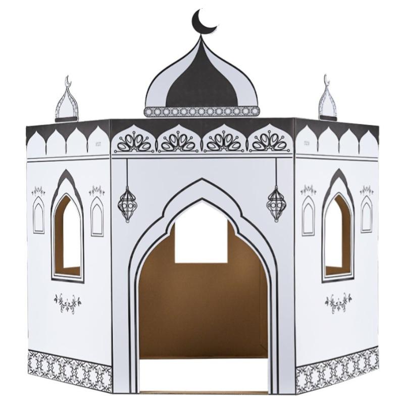 HilalFul Cardboard Mosque Coloring - Black and White