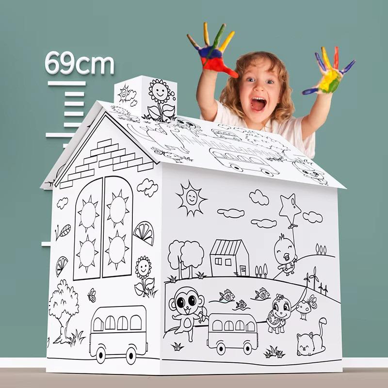 Coloring Cardboard 3D Doodle - Happy House