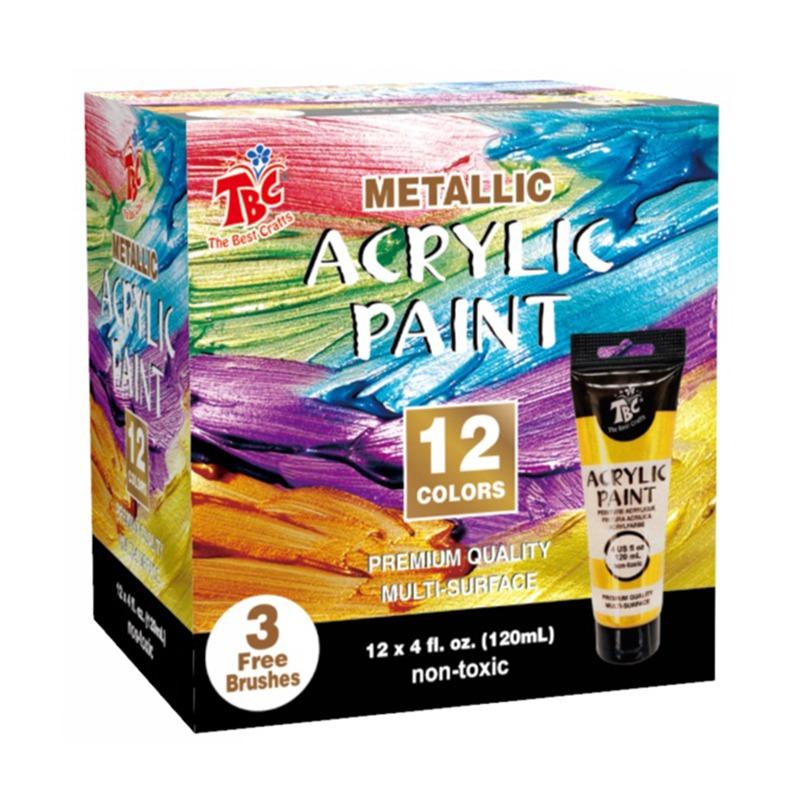 مجموعة ألوان الأكريليك ميتاليك - 12 لون