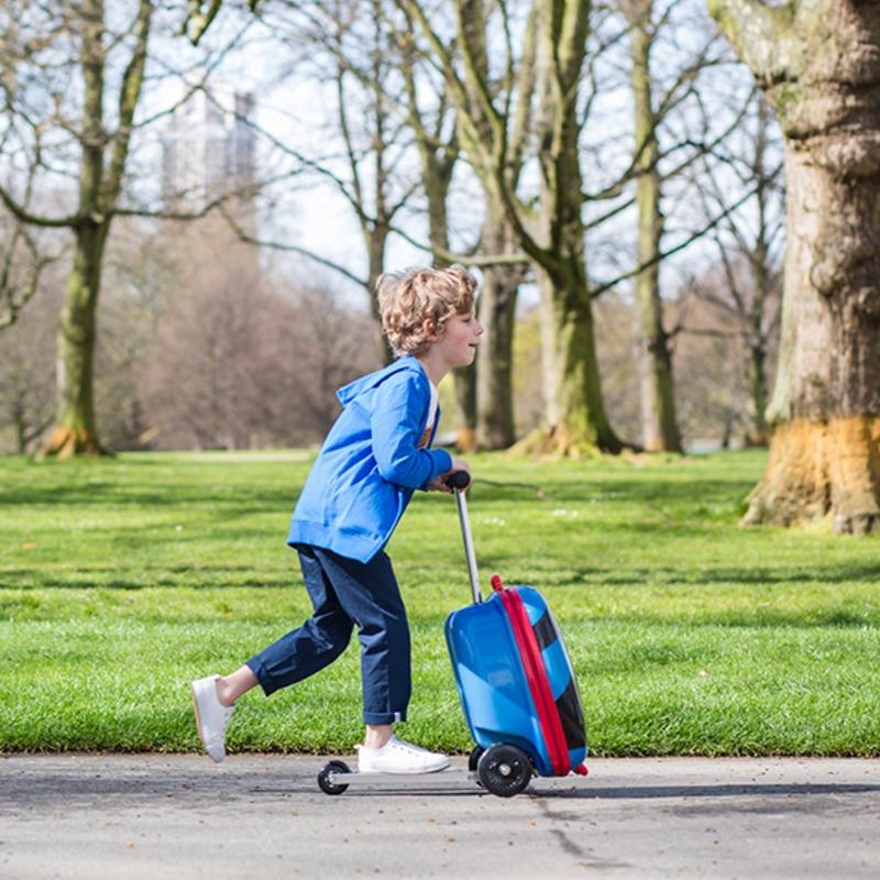 Hard Shell Backpack Scooter Suitcase Monster - Blue/Pink