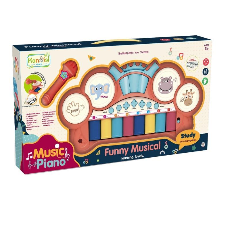 بيانو مع طبلة موسيقية ألوان متعددة أحمر وأزرق