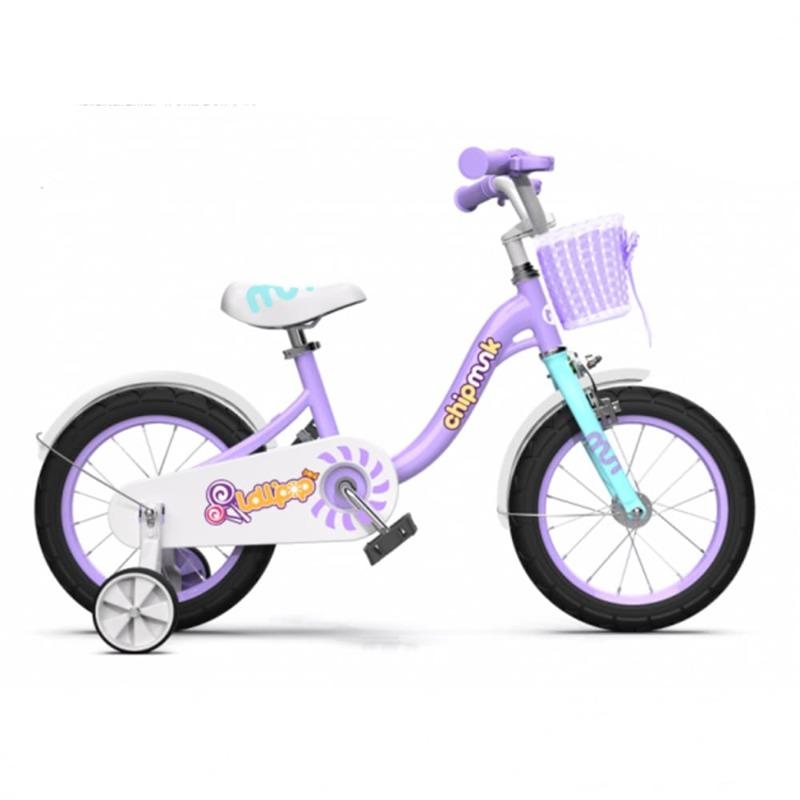 Chipmunk Children's Bike with Basket 12 Inch -Purple