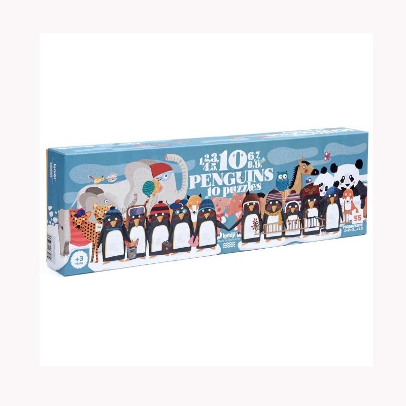 Londji - 10 Penguins Puzzles Set 55Pcs