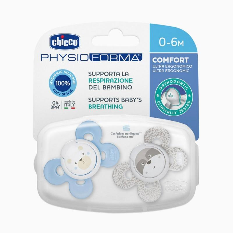Chicco - 2 Pcs Physio Comfort Silicone Soothers for 0-6 Months