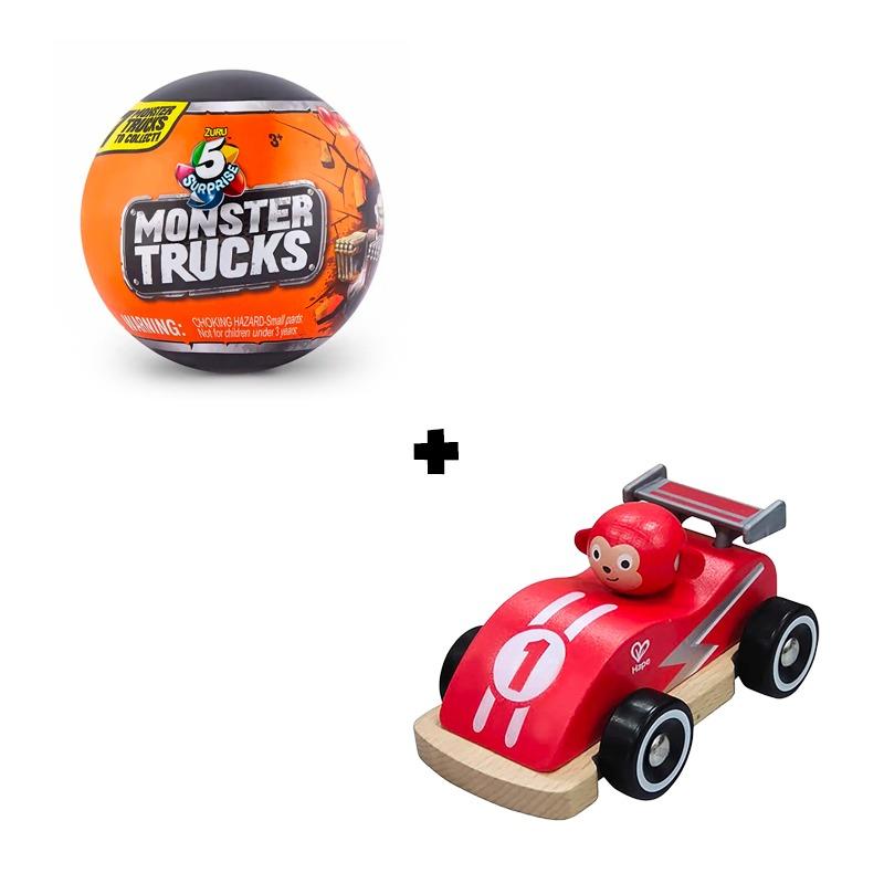 Riders Bundle (Hape Wild Rider Racing Car + Surprise Monster Truck)
