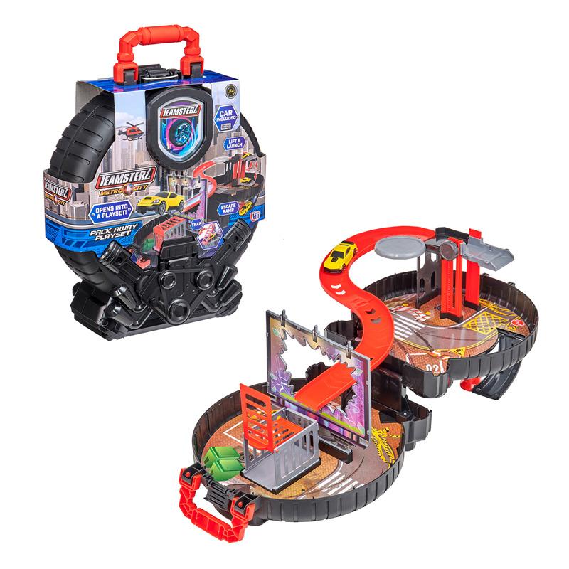 Teamsterz Packaway Wheel Playset - 1 Black car