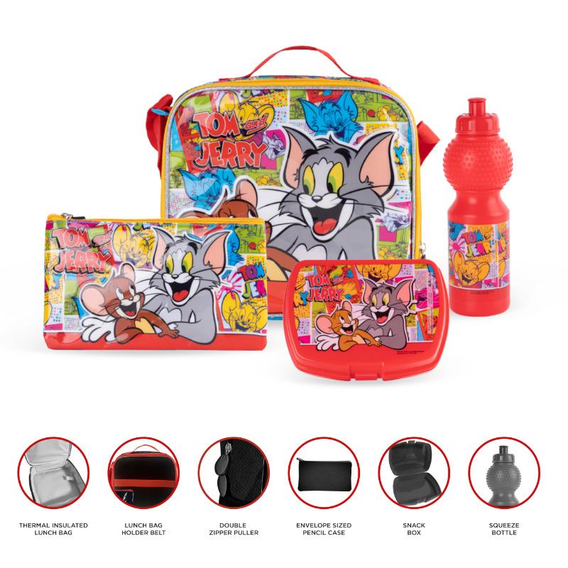 Warner Bros 5 in 1 Trolley School Bag Set - Tom and Gerry Pop Art