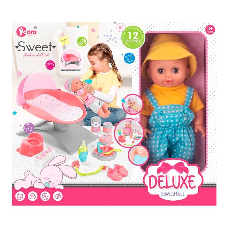 فيدورا - دمية الطفل مع مجموعة ألعاب المهد