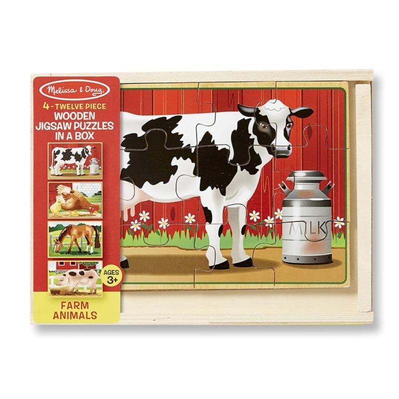 Dabdoob Melissa and Doug Farm 4-in-1 Wooden Jigsaw Puzzles
