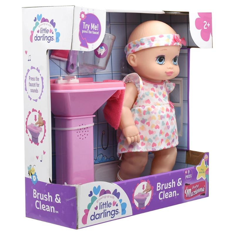 Baby Maziuna Little Darlings Brush and Clean Doll 9 Pcs