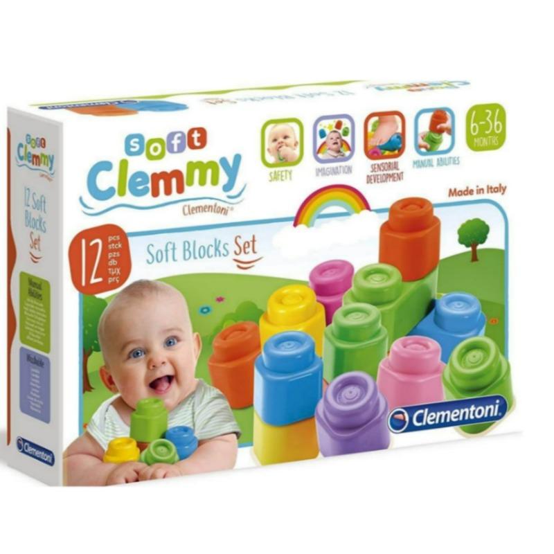 كلمنتوني - مكعبات لينة للأطفال (12 قطعة)