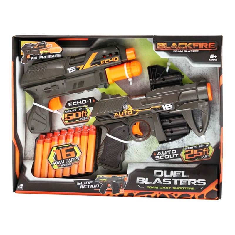 Blackfire Duel Blasters 16 Foam Darts - Black Pack of 2