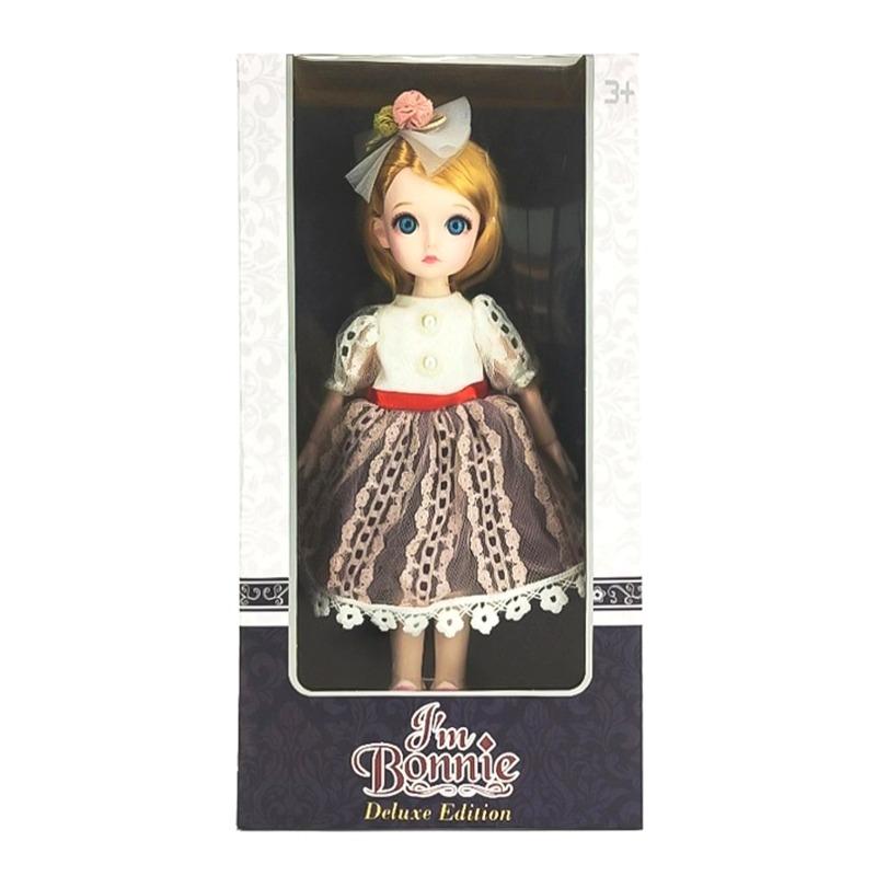 أنا بوني - دمية أزياء بفستان بني وشريطة حمرا 12 بوصة