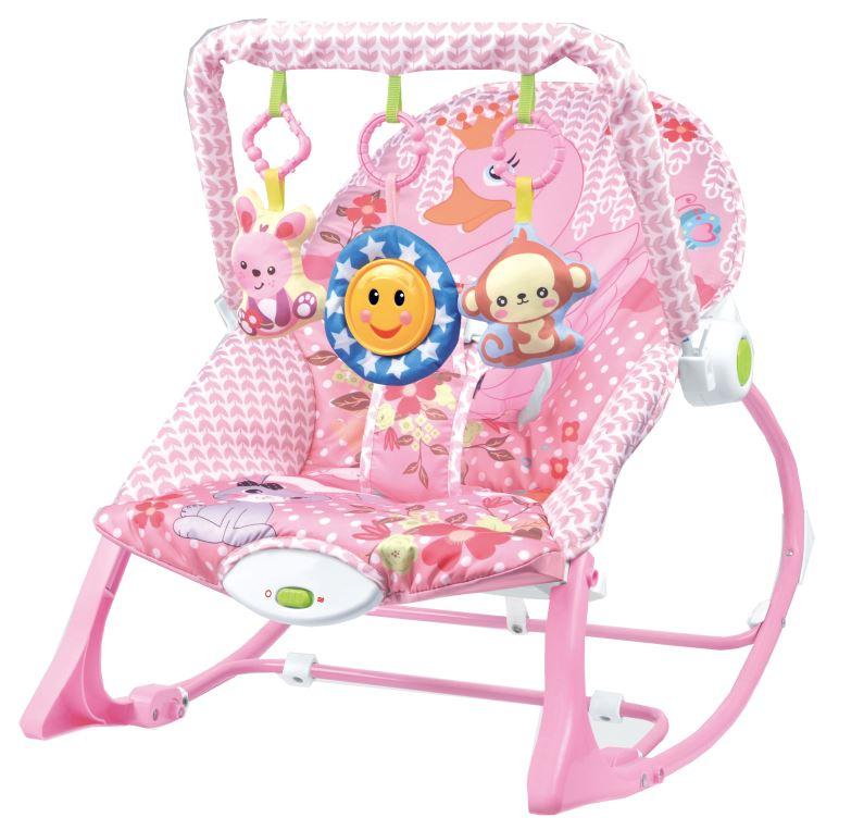 تي بيبي - كرسي هزاز للأطفال بموسيقى لون وردي