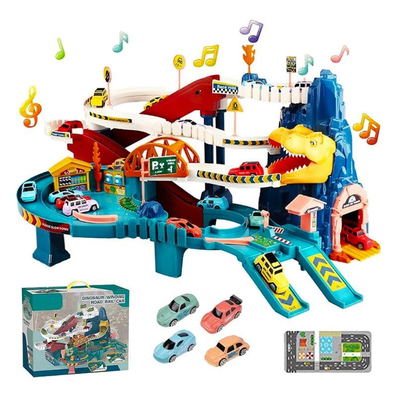 مجموعة لعب مسار السباق بتصميم ديناصور