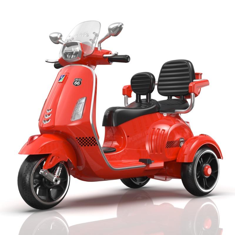 Vespa-Style Kids’ Electric Ride-On Scooter with Dual Seats