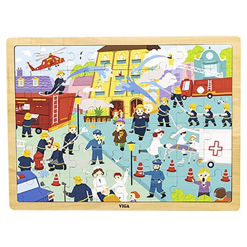 Viga Wooden Fire Fighting Puzzle - 48 Pcs