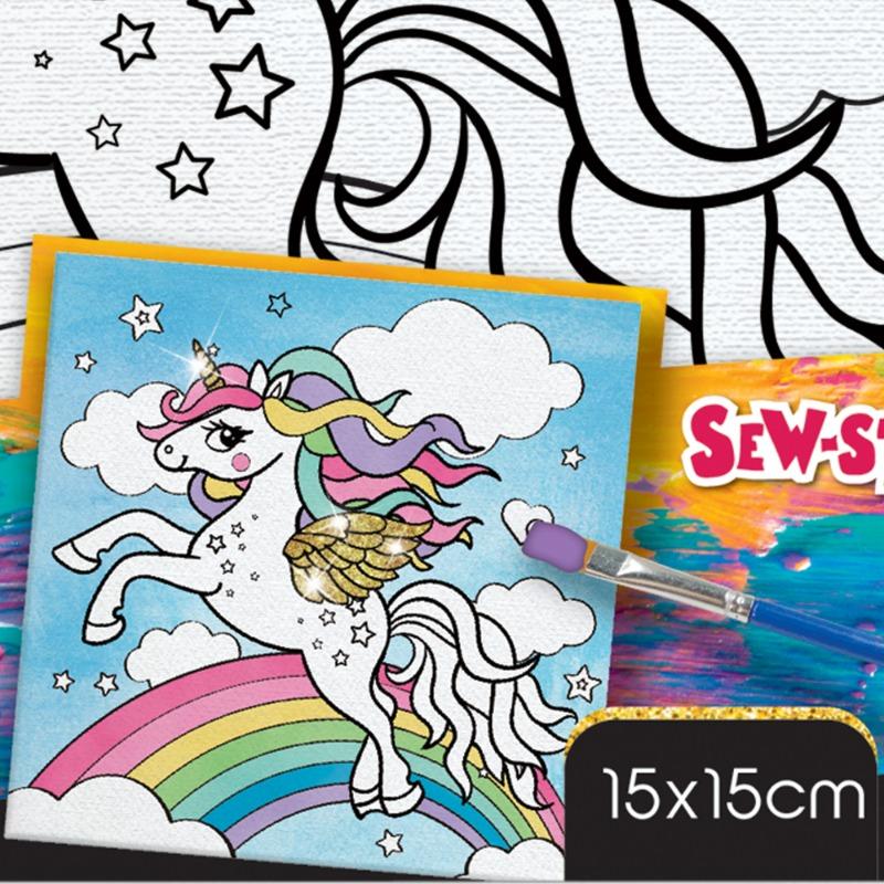 Sew Star Glitter Canvas Painting Kit - Unicorn