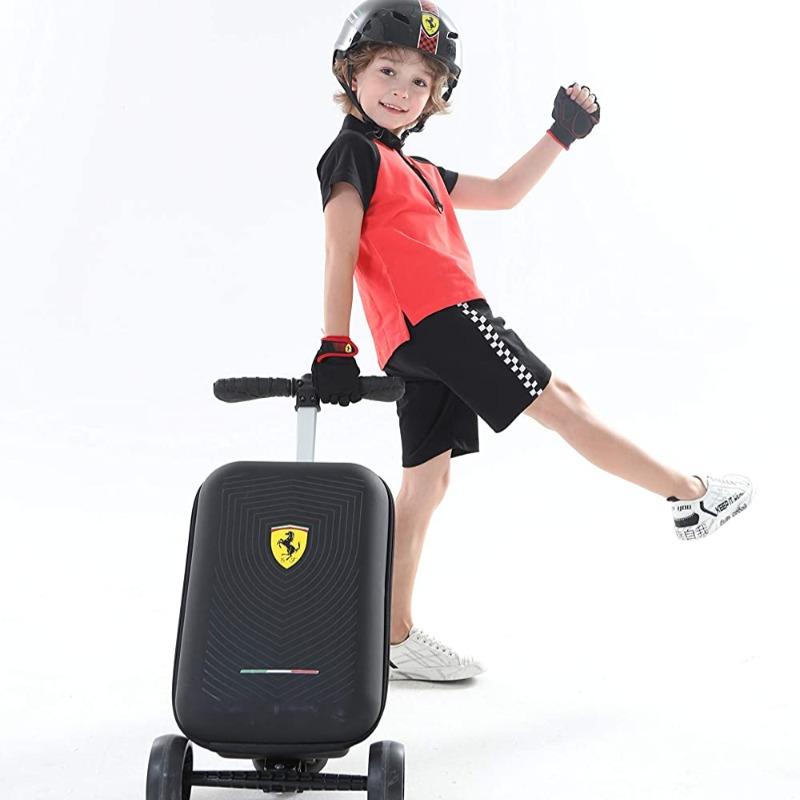 Ferrari - Kids Scooter 3 Wheels With Detachable Bag Black