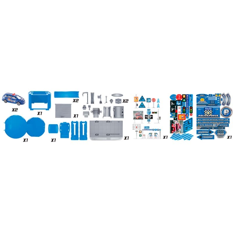 Assembly Alloy Police Car Parking Lot Playset 41 Pcs