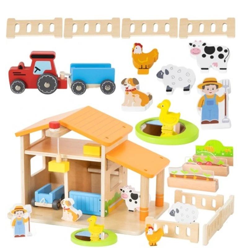 فيجا - منزل مزرعة خشبي مع حديقة وجرار 21 قطعة