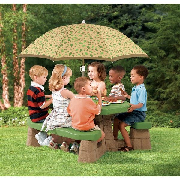 Naturally Playful Picnic Table With Leaf Umbrella