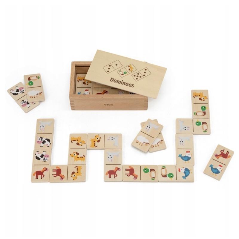 فيجا - لعبة دومينو خشبية 2 في 1 حيوانات وأرقام