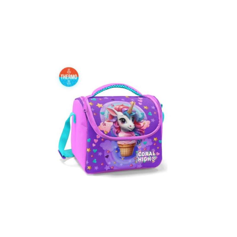 حقيبة غداء حرارية برسمة يونيكورن – بنفسجي وردي