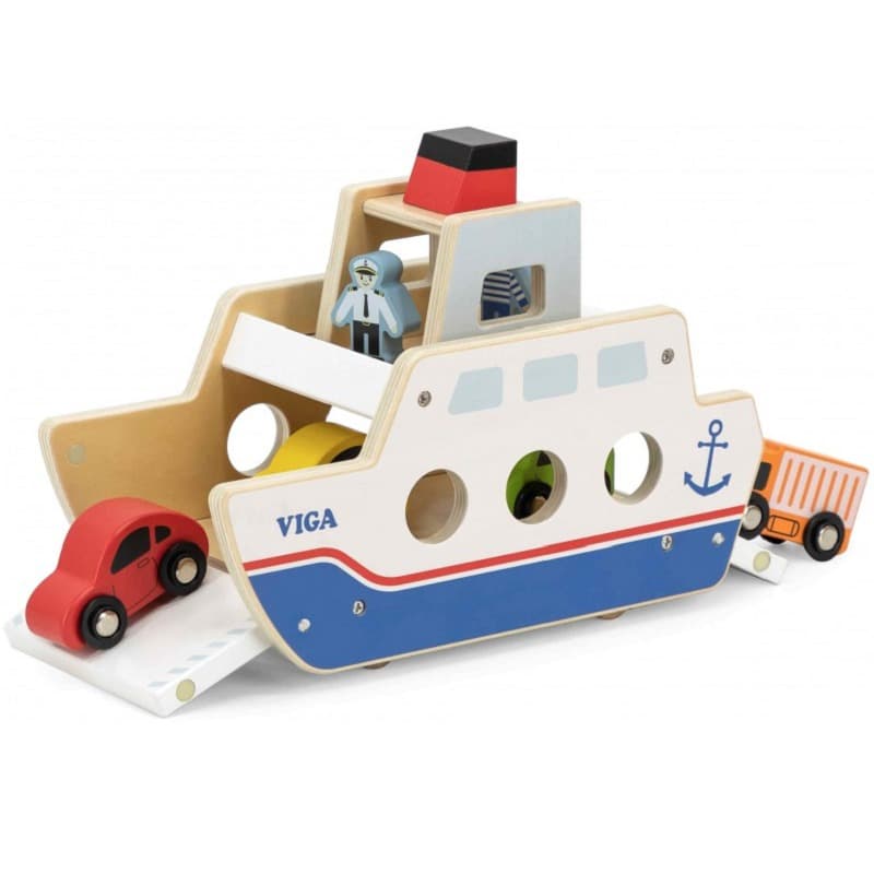 VIGA Wooden Ferry Ship Captain Cars