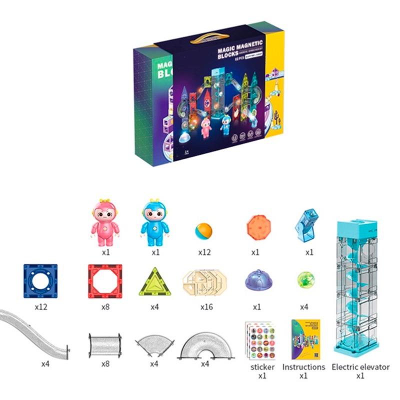 Magnetic Ball Track Building Blocks Electric Light Music 82 Pcs