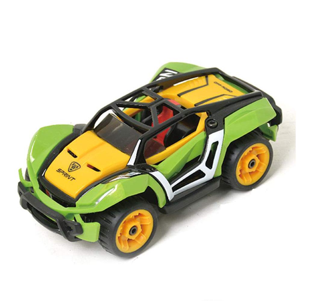 D Power Modified Die Cast Metal Pull Back Car - Off Road Green & Yellow