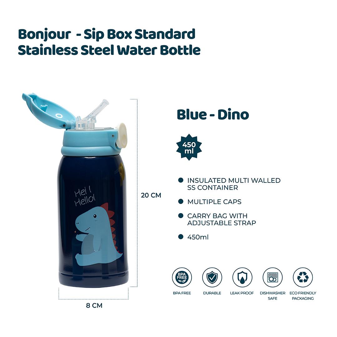 Bonjour Blue Dinosaur Sip Box Standard 450ml Insulated Water Bottle