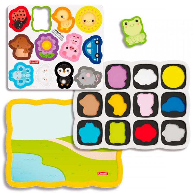 Quercetti Magnetic Puzzle Teaches Colors and First Words - 13 Pieces