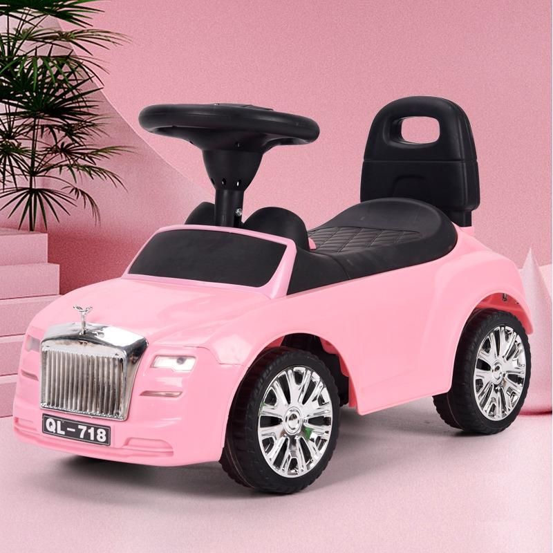 Rolls Royce Push Car Childrens Electric Tricycle 4 Wheels - Pink