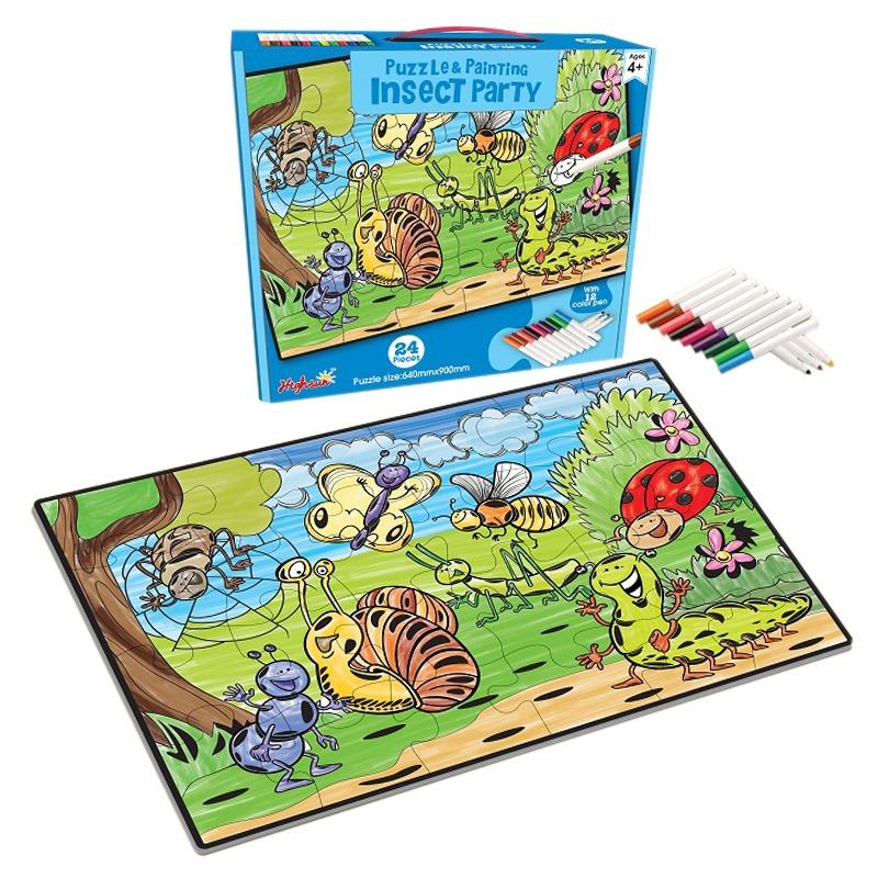 Insect Puzzle With 12 Color Pen - 24 Pcs