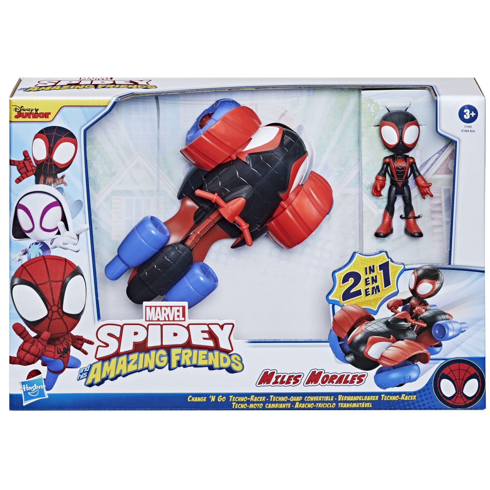 Marvel Spiderman Miles Morales Figure With Transformer Techno-Racer