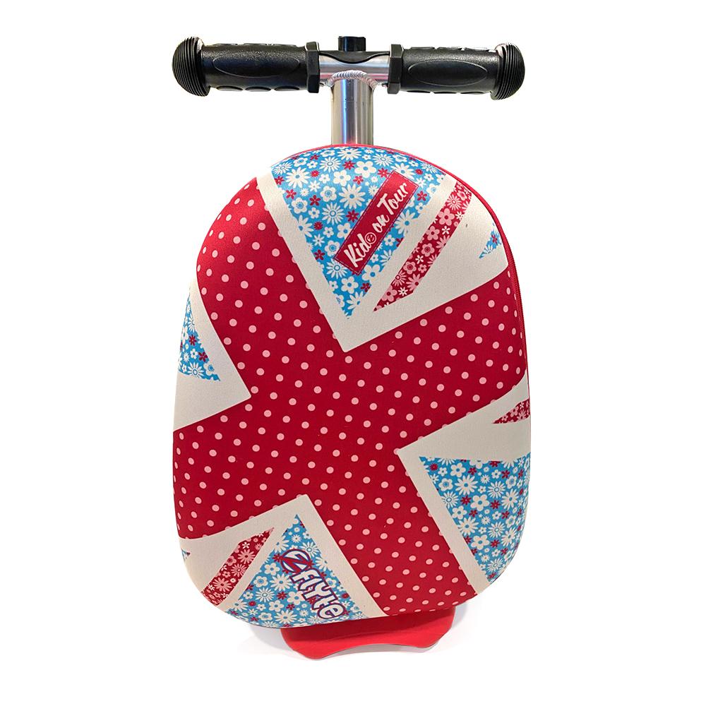 Hard Shell Backpack Scooter Suitcase Flowers - Blue With Pink